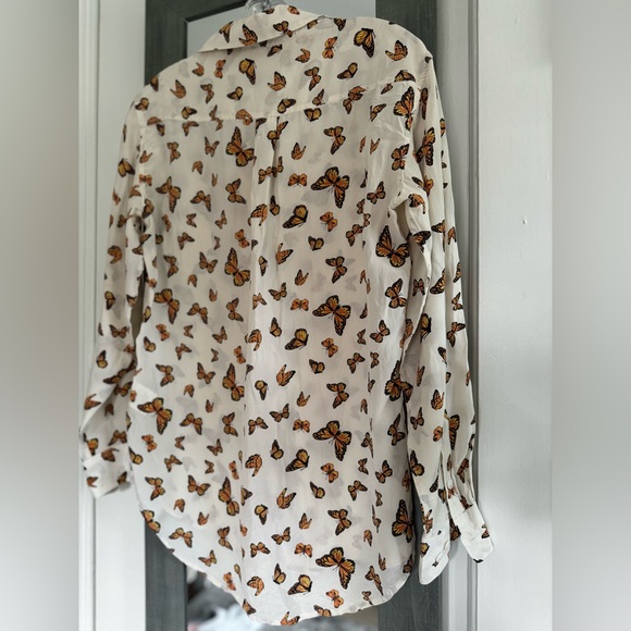 Equipment Butterfly Print Button Down Silk Shirt - Picture 5 of 11